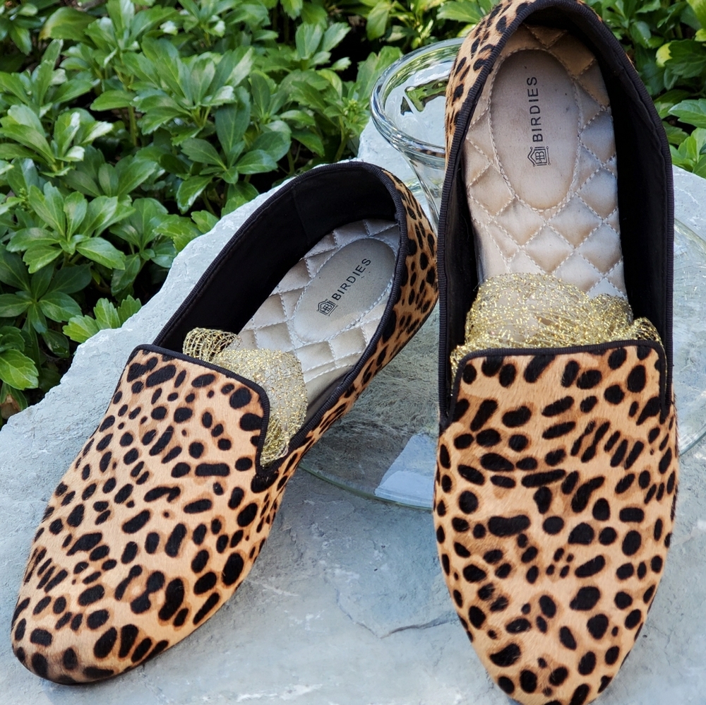 Women's Birdies Starling Flat in Cheetah Calf Hair